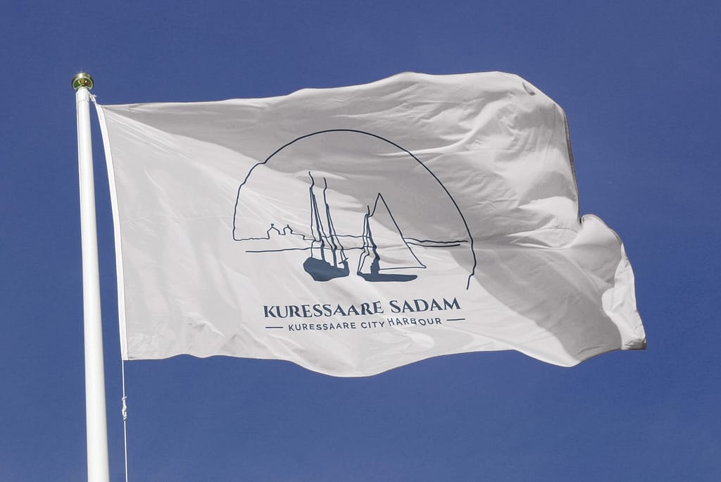 harbour logo design on a flag mockup
