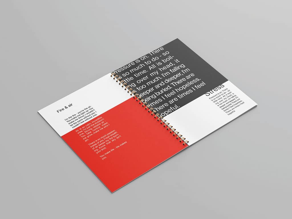 poetry booklet design with colourblock